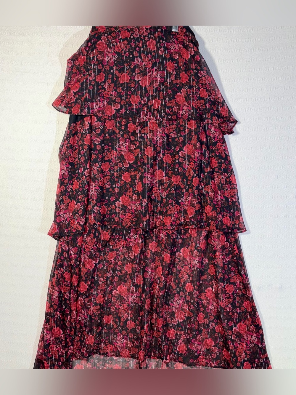 Haute Nites Floral Tiered Cutout Maxi Dress Small Flowy Fairy Party Going Out - Picture 5 of 13